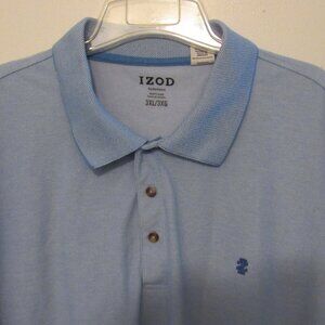 Izod Performance Polo Men's Size 3XL Heathered Light Blue Stretch Casual Golf